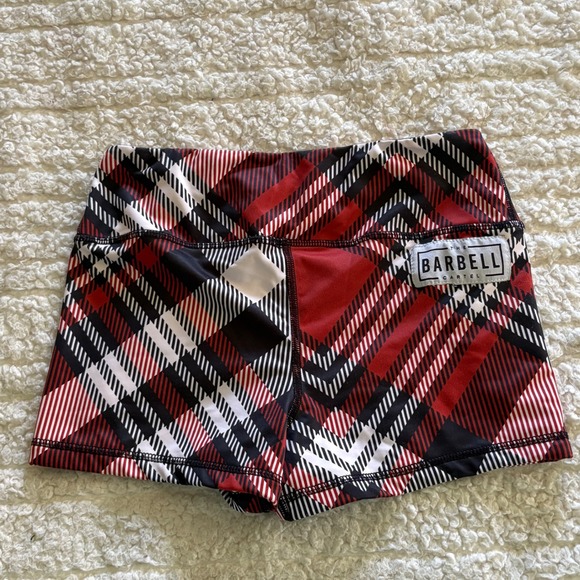 The Barbell Cartel Womens CrossFit Red Plaid Athletic Workout Shorts Sz Small - Picture 3 of 7